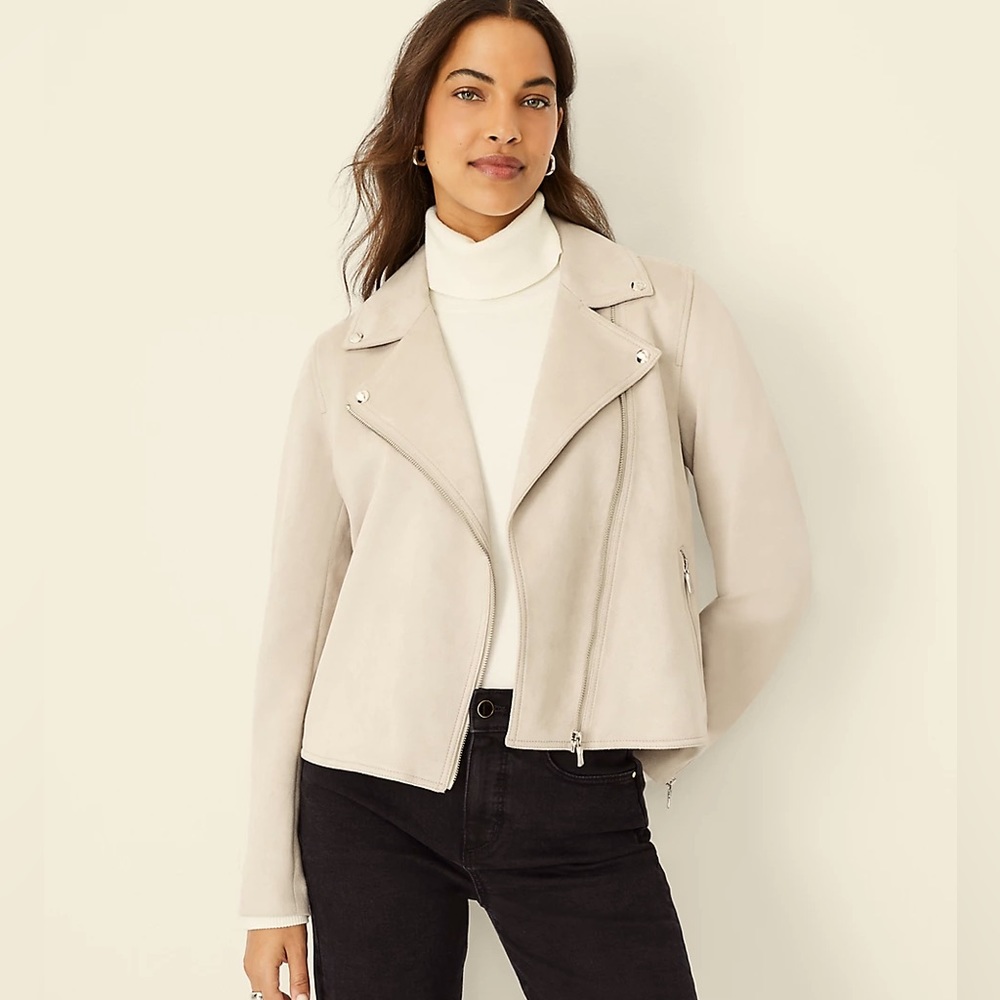 NWT Ann Taylor Faux Suede Moto Jacket
